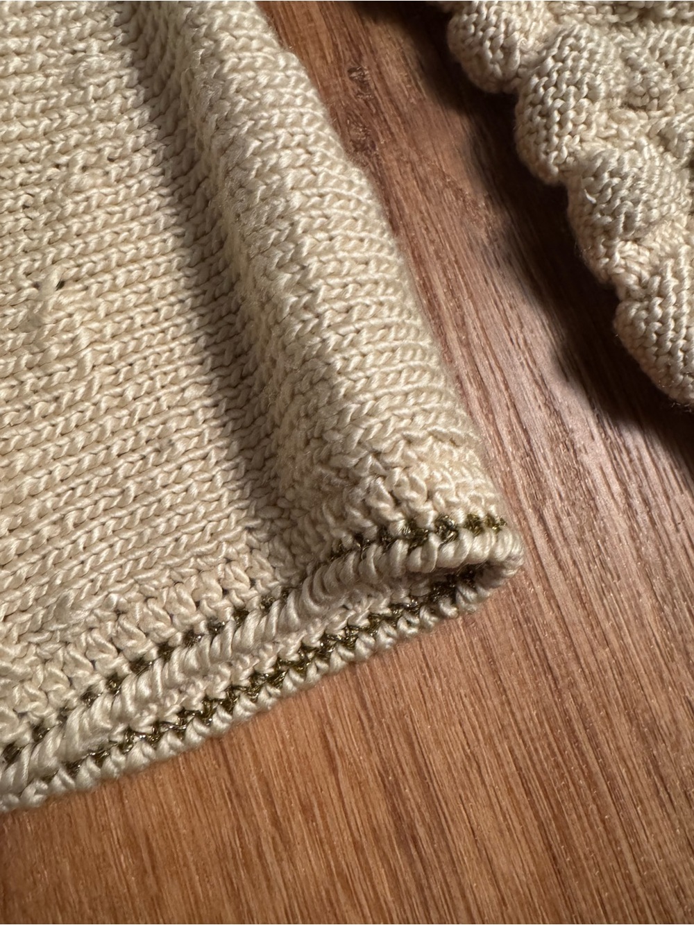 Hand-Knit Cream Floral Button-Front Sweater Cardigan - Picture 8 of 8